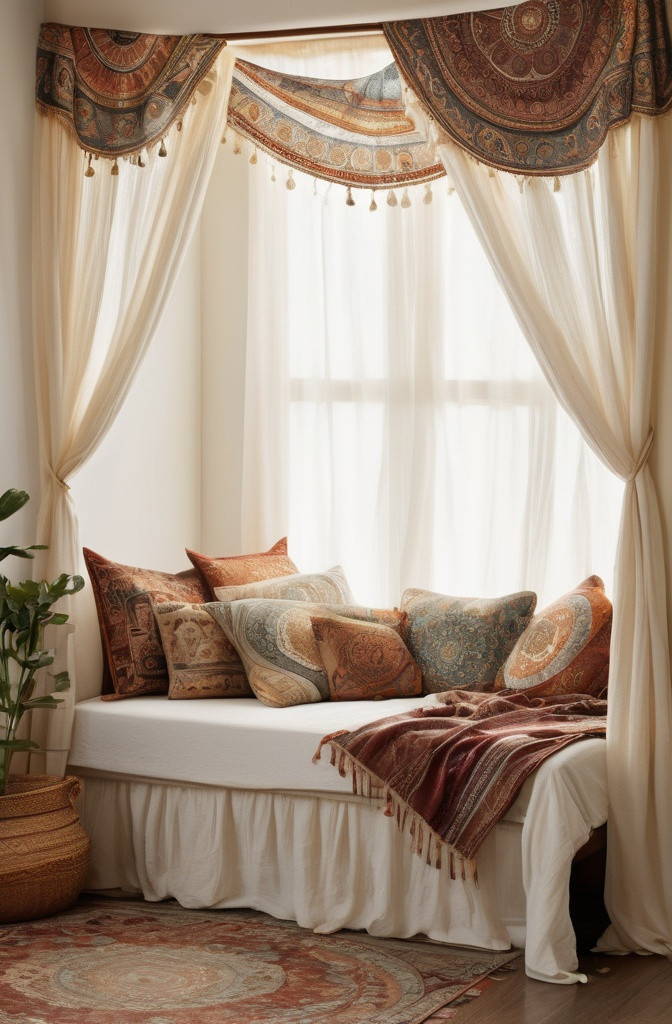 16. Drape a tapestry across the top. Like a little canopy.