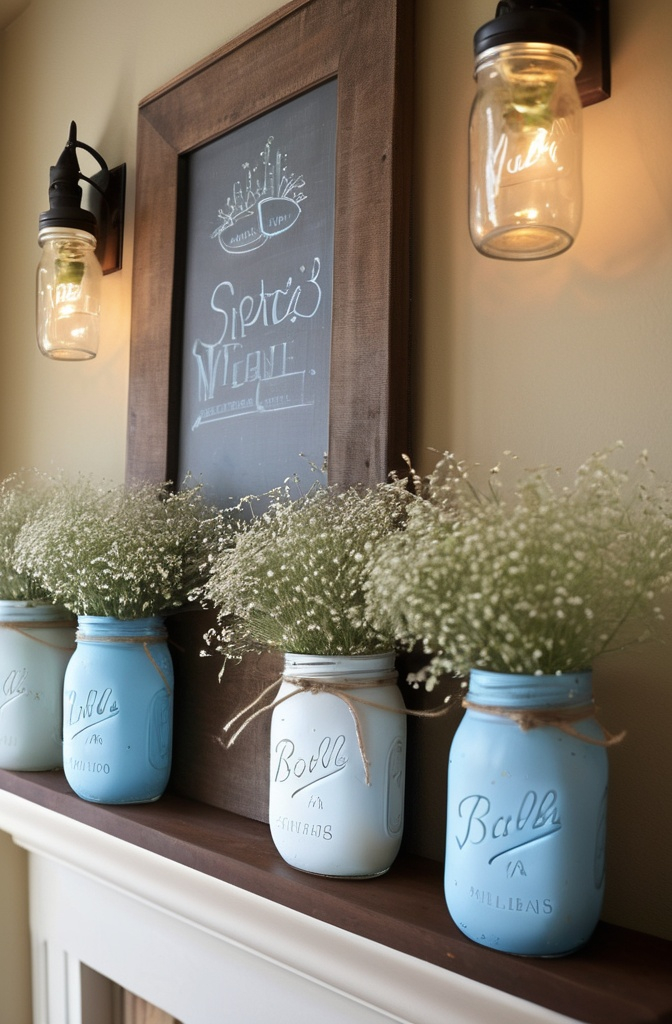 10. Mason Jars with Twinkle Lights