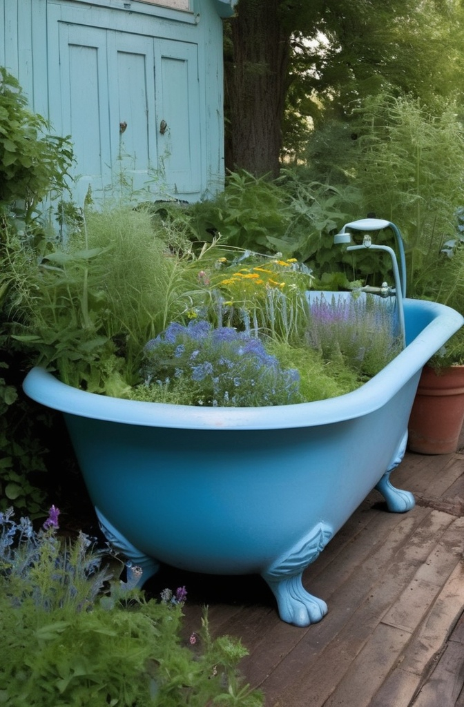 19. Herb Garden in an Old Bath Tub