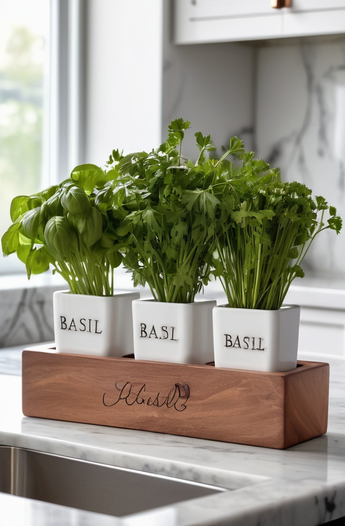 16. Herb Planter Box on the Kitchen Counter
