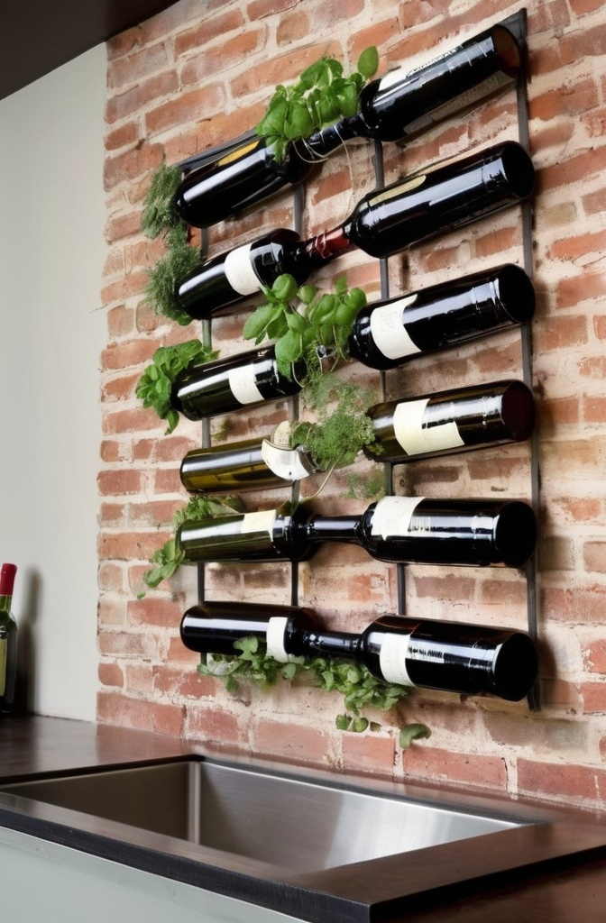 20. DIY Herb Garden in Old Wine Bottles