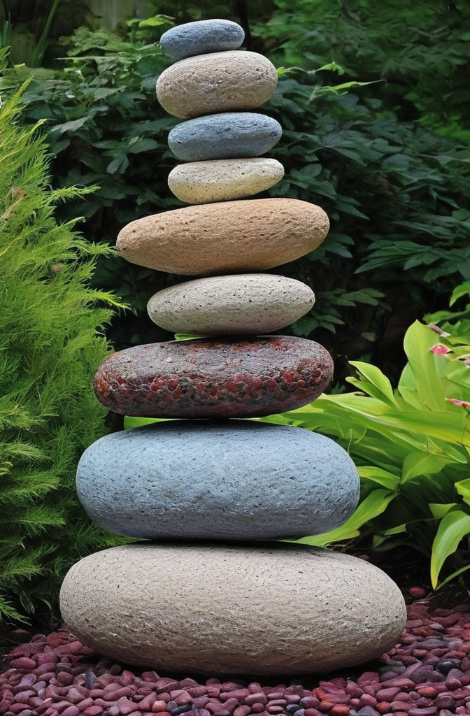 9. River Rock Garden Art