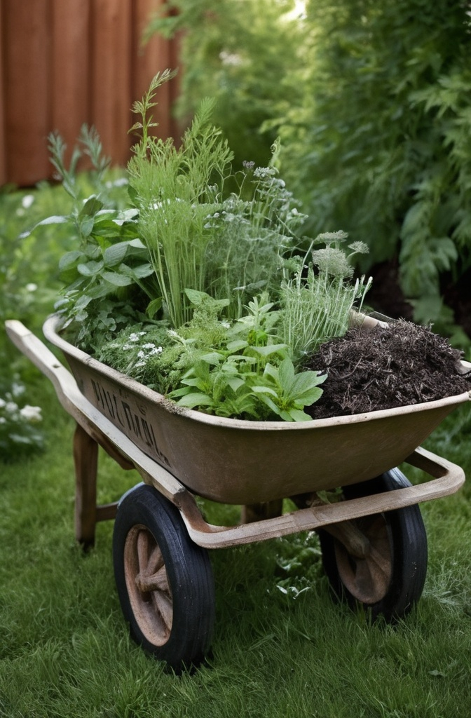 15. Herb Garden in a Wheelbarrow