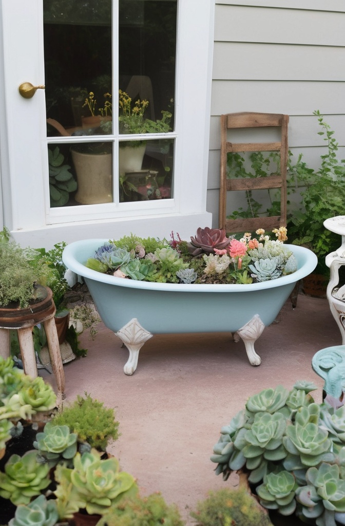 10. Garden Makeover with Repurposed Furniture