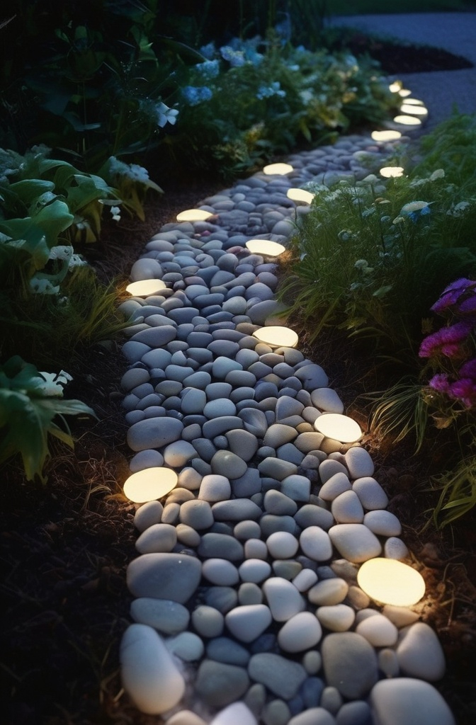 11. Glow-in-the-Dark Pebble Line
