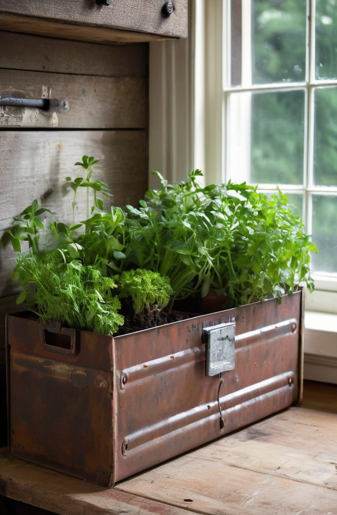 14. Herb Garden in an Old Toolbox