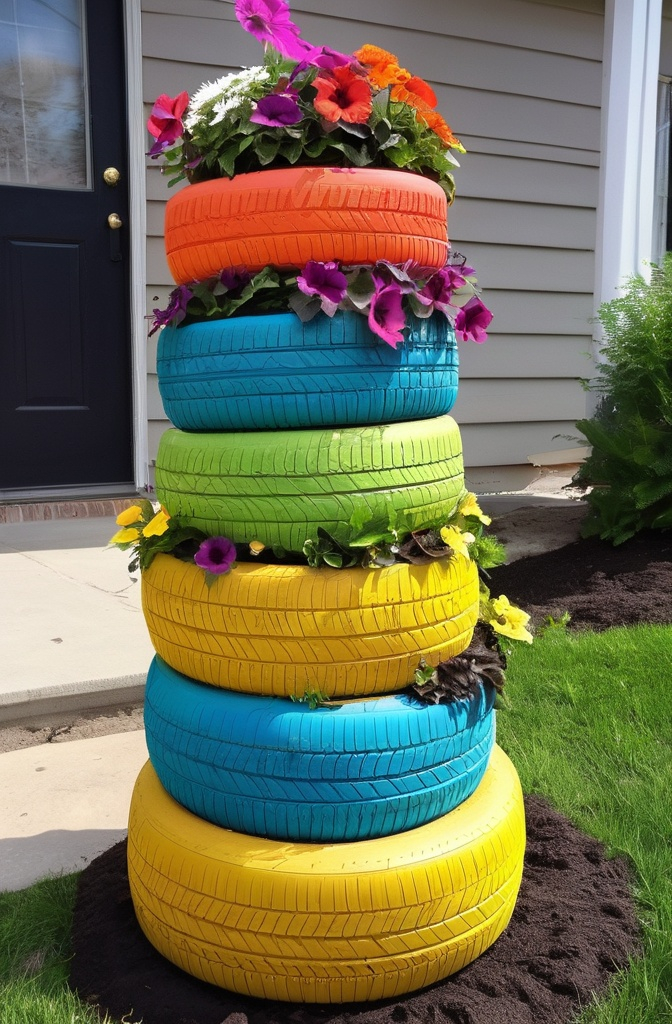 7. Bright Ideas with Upcycled Tires