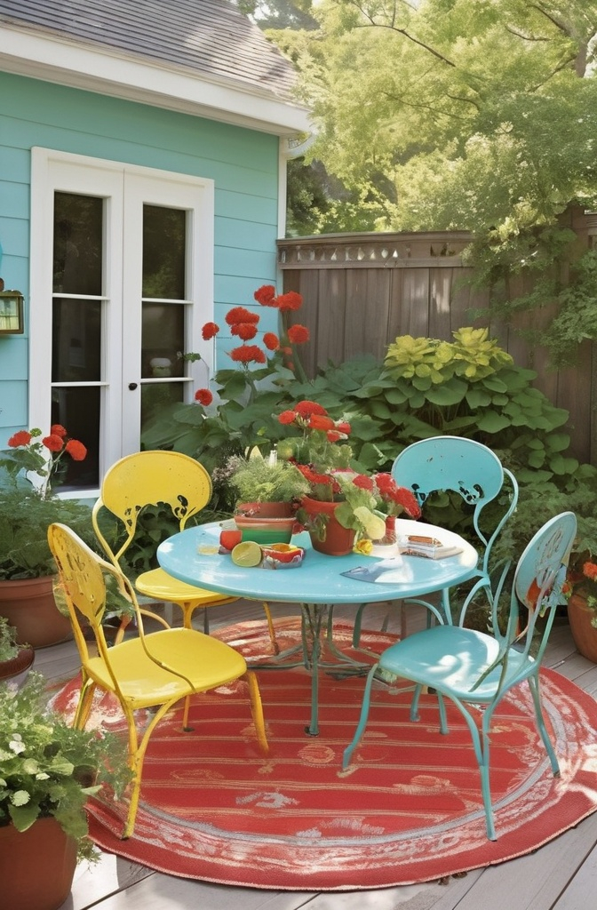 17. Brighten Up with Colorful Garden Chairs