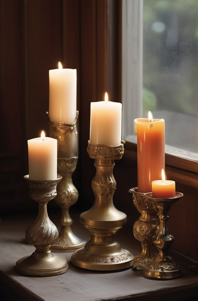 15. Add mismatched candle holders. Burn them till they drip.