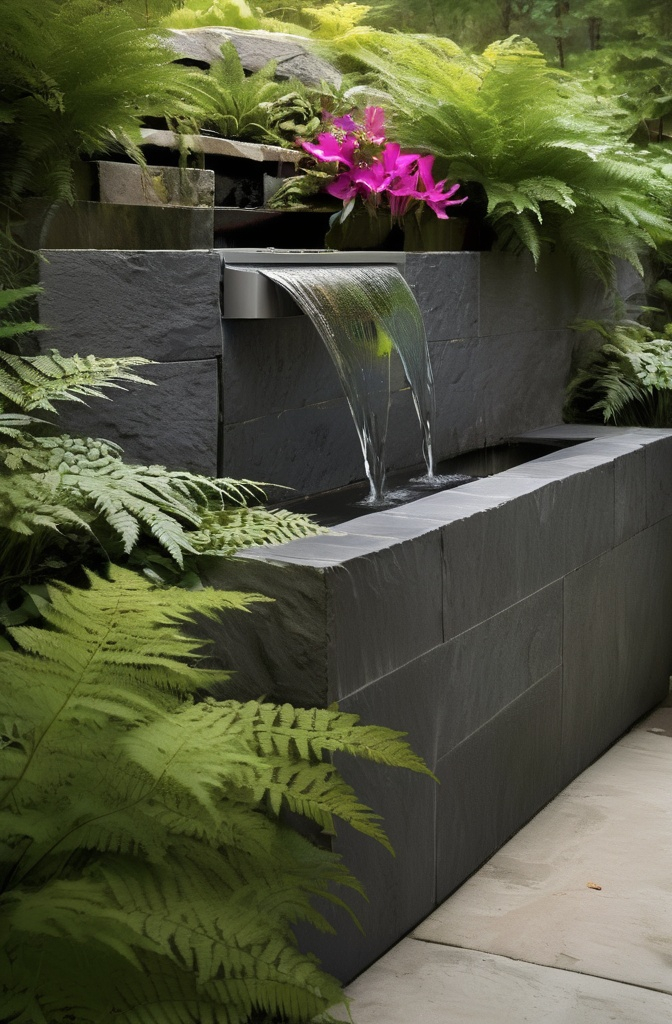 19. Retaining Wall with Built-in Water Feature
