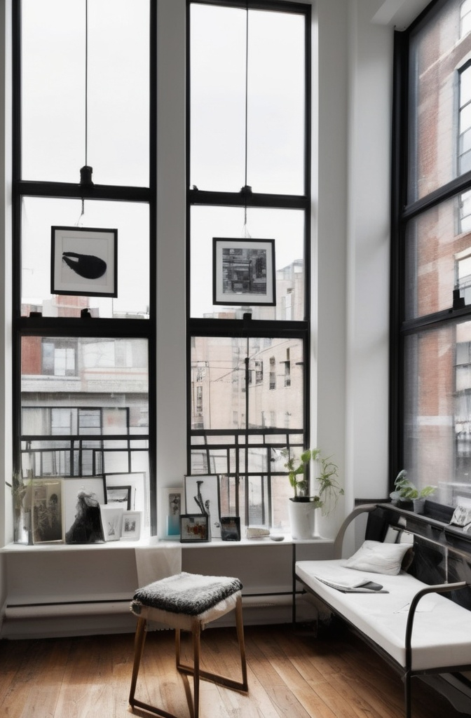 8. Hang art in the window frame. Yep, right there.