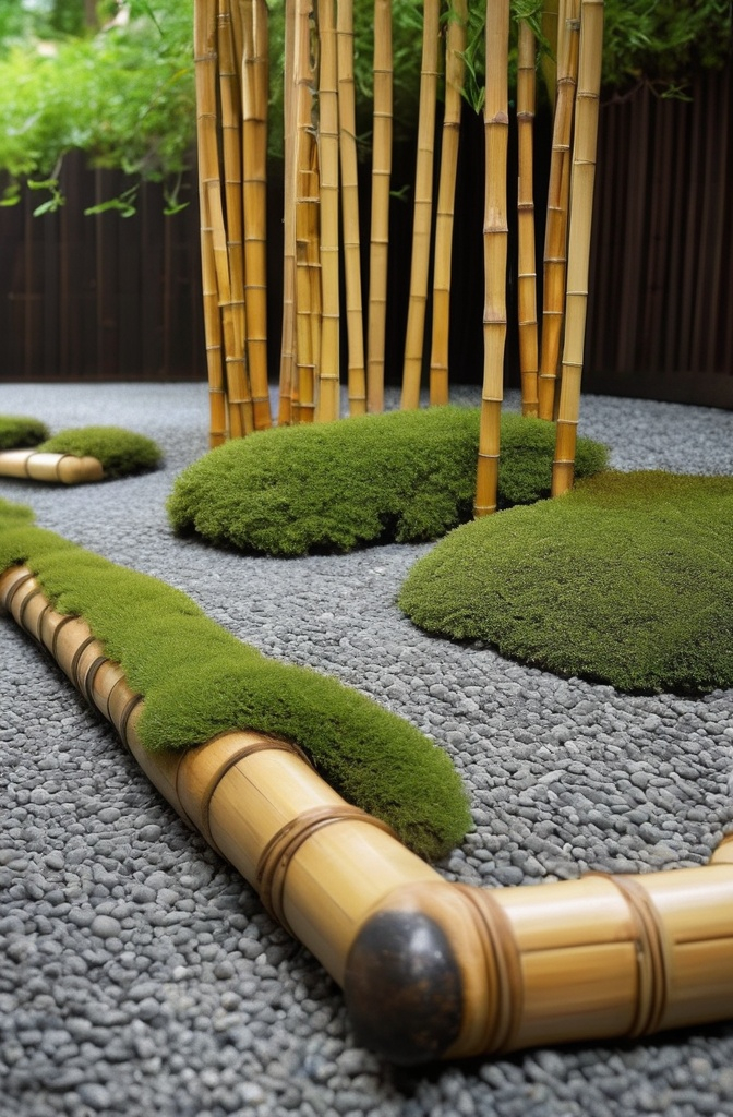 20. Dried Bamboo Edging – Exotic, Minimal, and Stylish