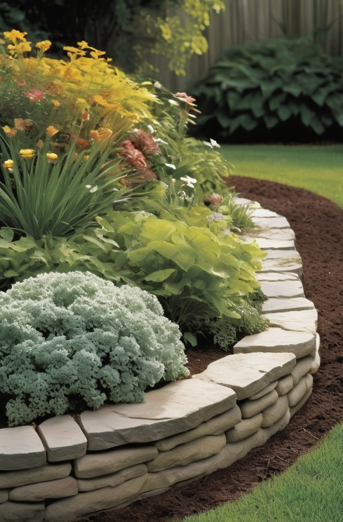 1. Natural Stone Edging – Rugged Beauty That Just Works