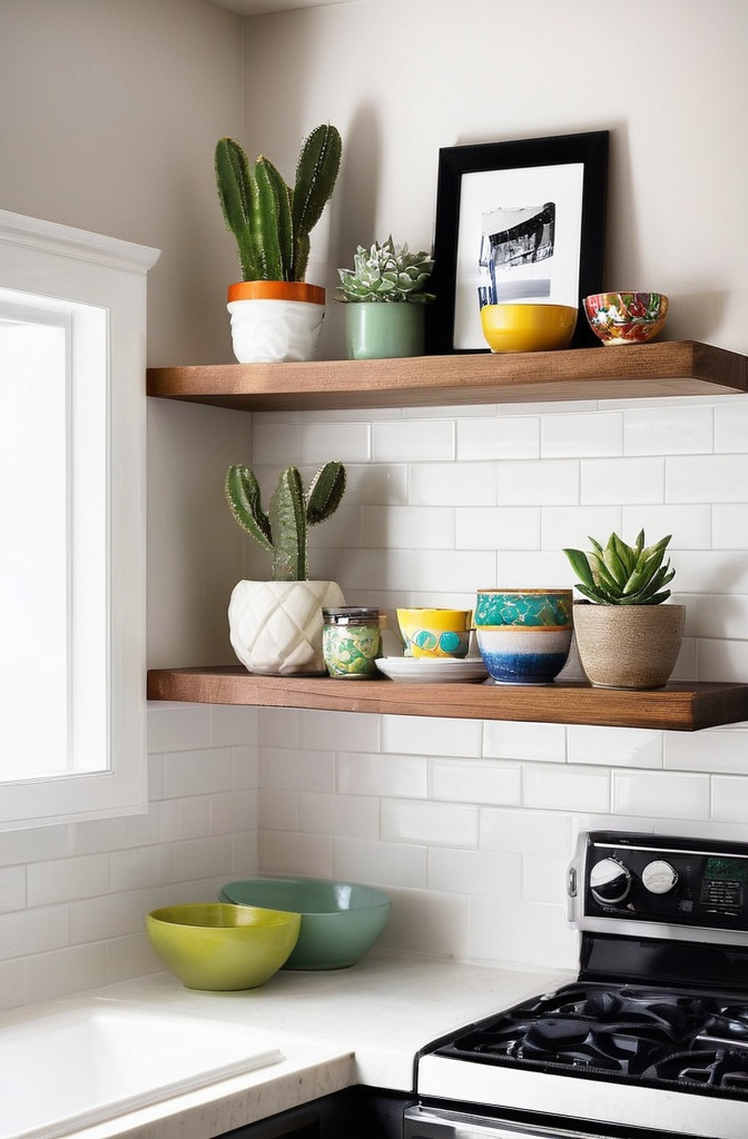 1. Floating Shelves for Personality and Storage – Minimalist Chic Style