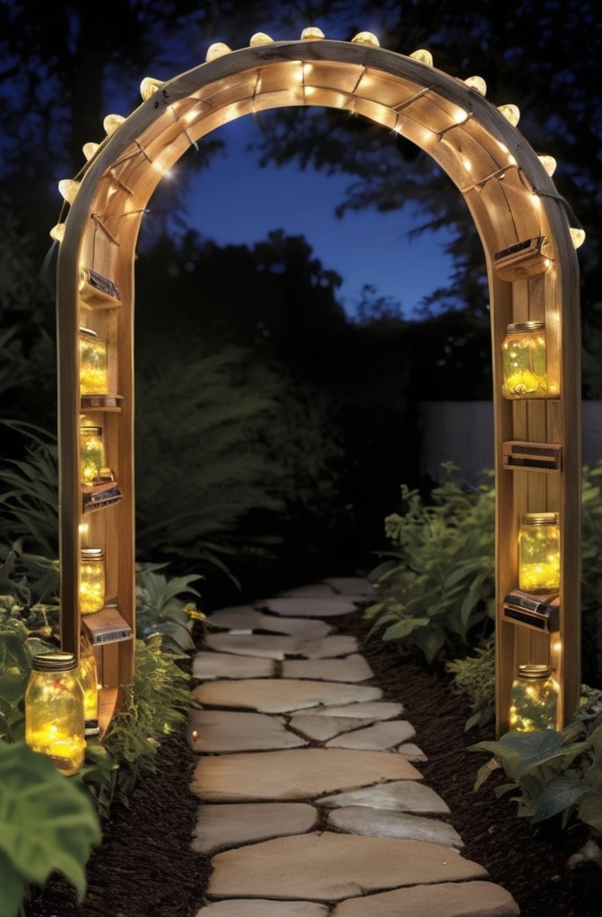 20. Glowing Solar Jar Arch