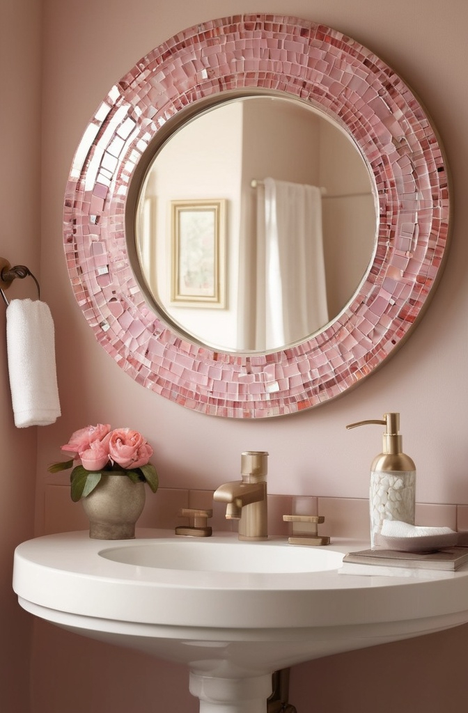 18. Pink Mosaic Mirror Frame
