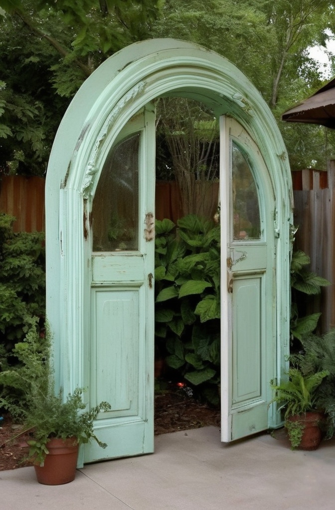 4. Recycled Doorway Arch (Yes, Old Doors!)