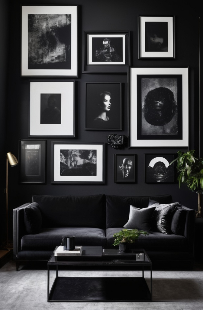 20. Create a Shadowy Gallery Wall (Black on Black, Baby)