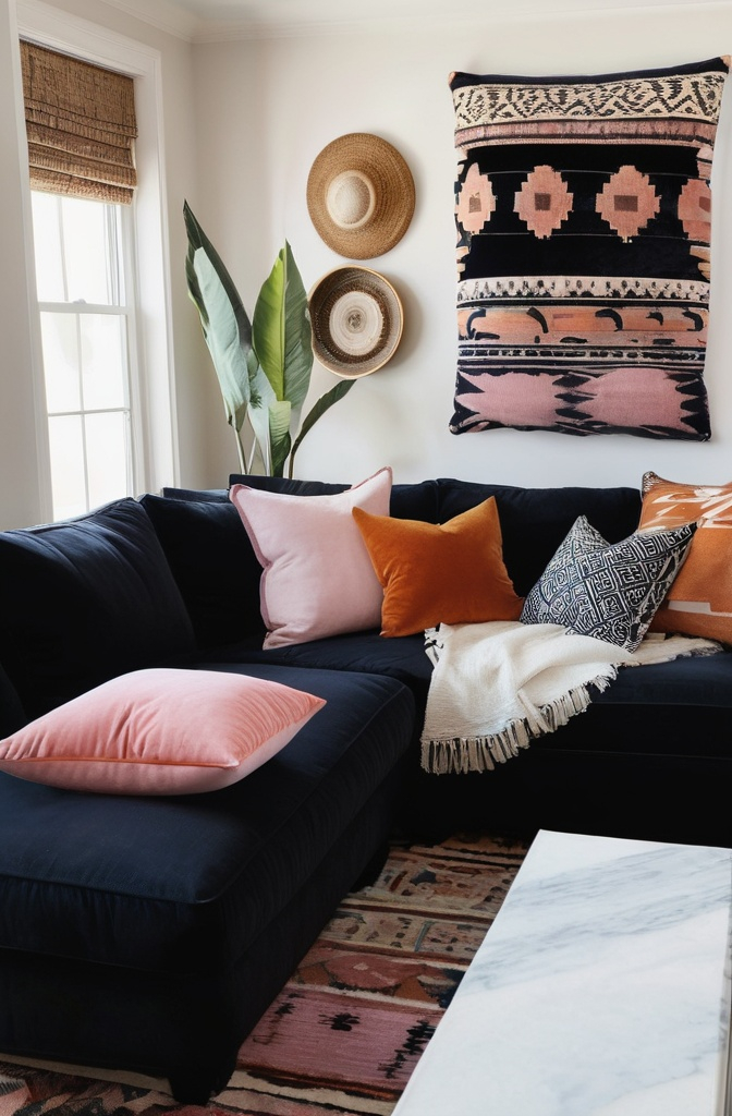 5. Throw Pillows That Don’t Match (But Kinda Do)