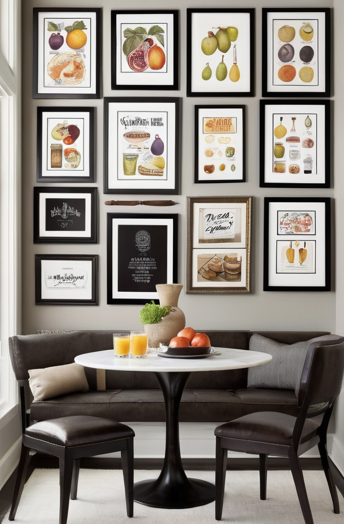 4. Gallery Wall of Food Prints – Whimsical & Artsy Style