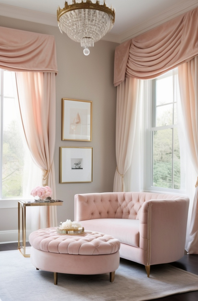 17. Pink Velvet Seating