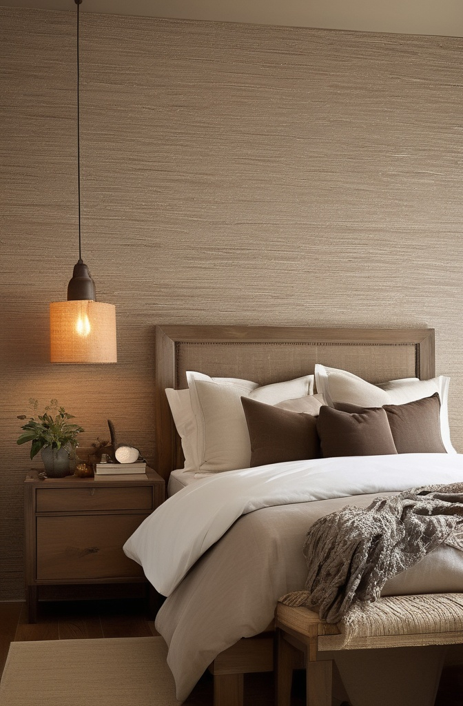 7. Textured Wallpaper (Sensory & Earthy Style)