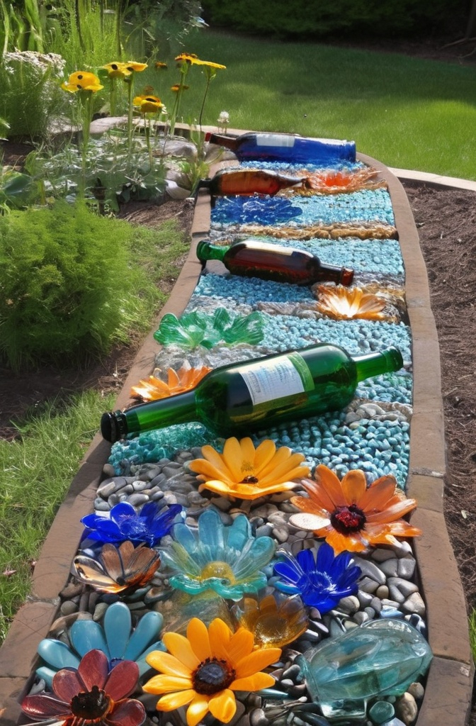 17. Recycled Glass Bottles – Bright, Colorful, and Eco-Friendly