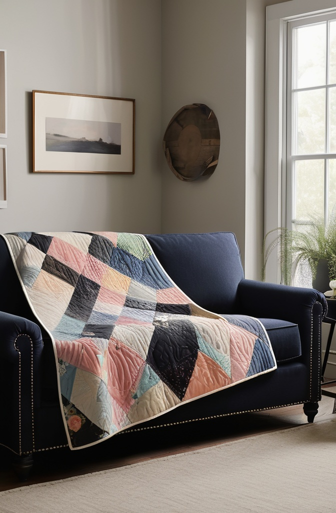 12. Drape a Quilt or Heirloom Blanket Over the Back — Grandma Chic Meets Moody Modern