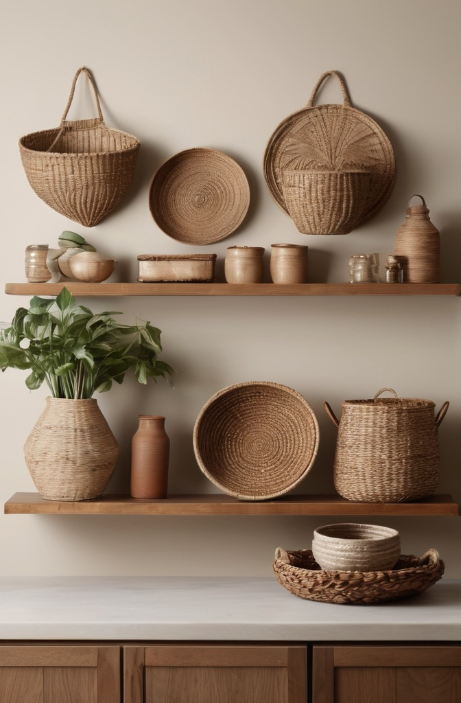 8. Decorative Baskets on the Wall – Bohemian Style