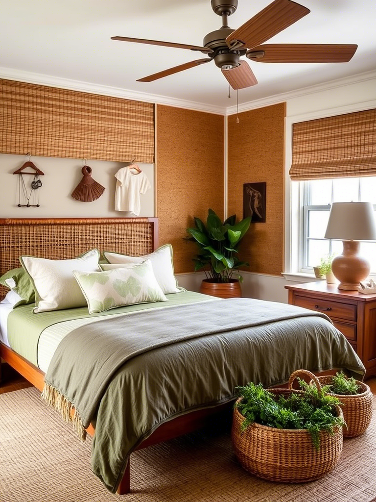 Earthy Green and Neutral Bedroom