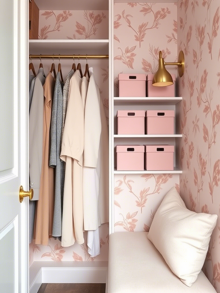 19. Dusty Pink Wallpaper Inside a Closet or Nook