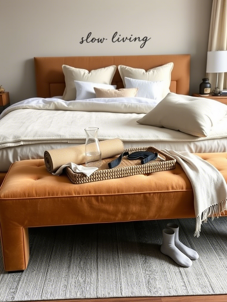 10. The Bed-Adjacent Bench That’s More Than a Place to Dump Clothes