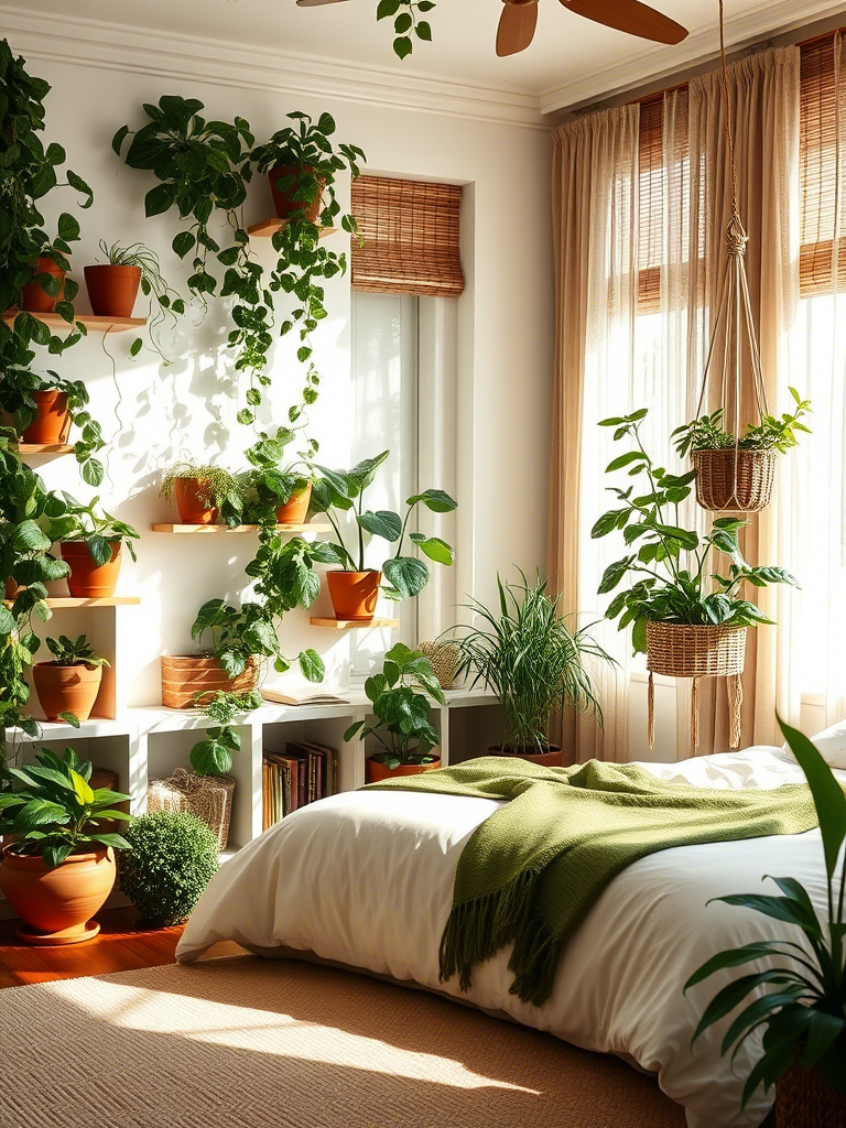 Earthy Green and Neutral Bedroom