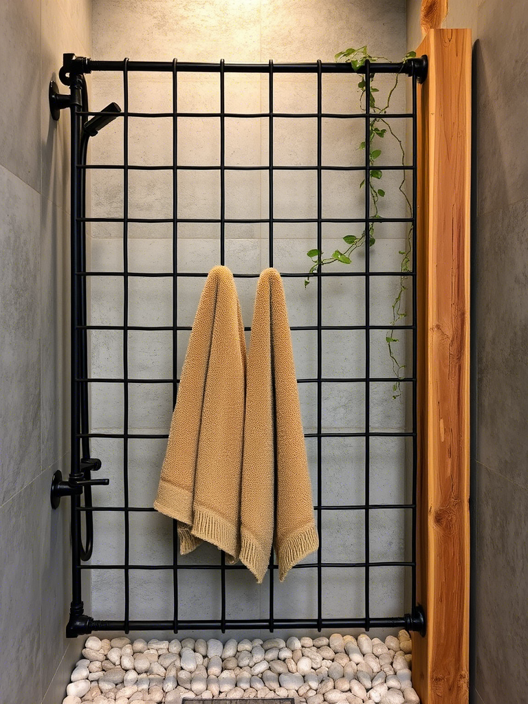 12. Rebar Grid as a Towel Rack Wall Divider