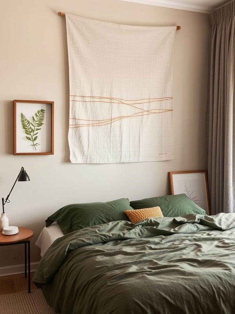 Earthy Green and Neutral Bedroom