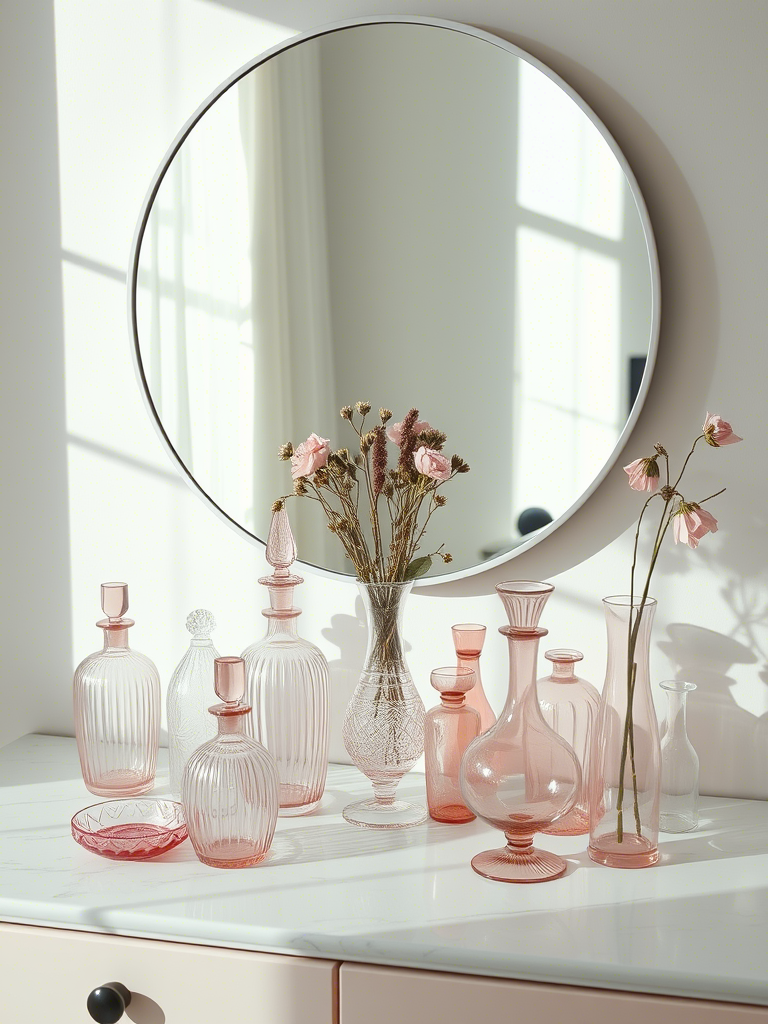20. Vintage Pink Glassware Turned Decor