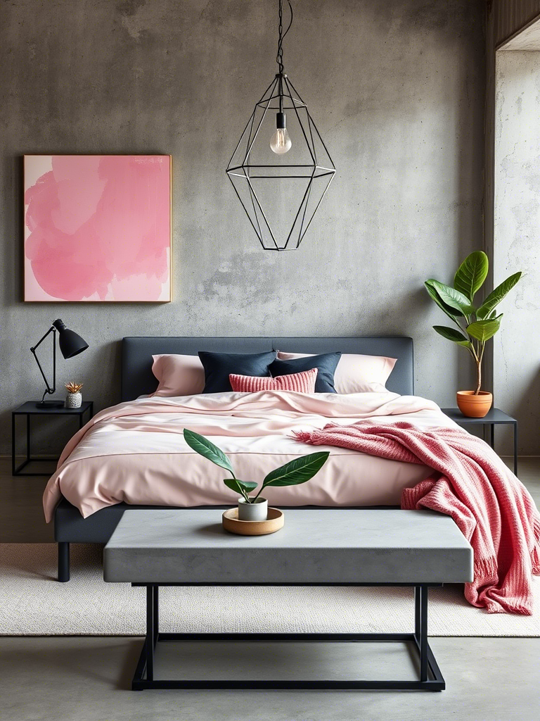 3. Modern Pink Meets Concrete Cool