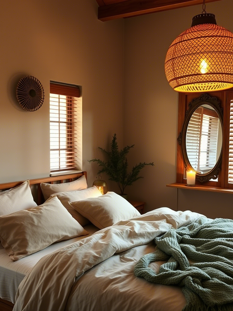 Earthy Green and Neutral Bedroom