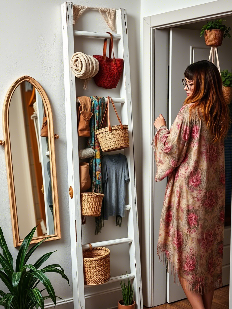 18. Repurpose Old Ladders for Vertical Storage