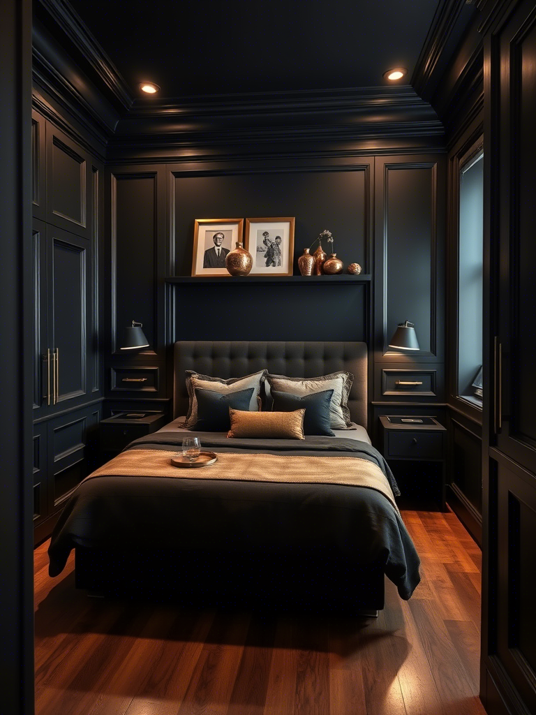 17. Bronze Hardware in a Matte Black Room