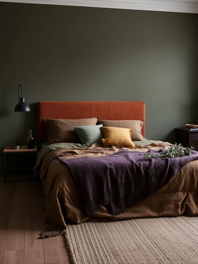 Earthy Green and Neutral Bedroom