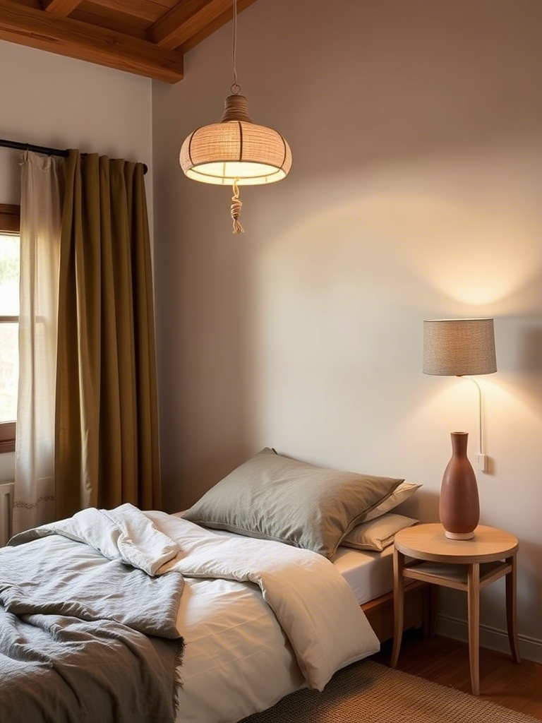 Earthy Green and Neutral Bedroom