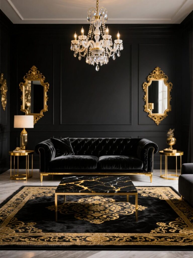 20+ Dramatic Black Sofa Living Room Designs