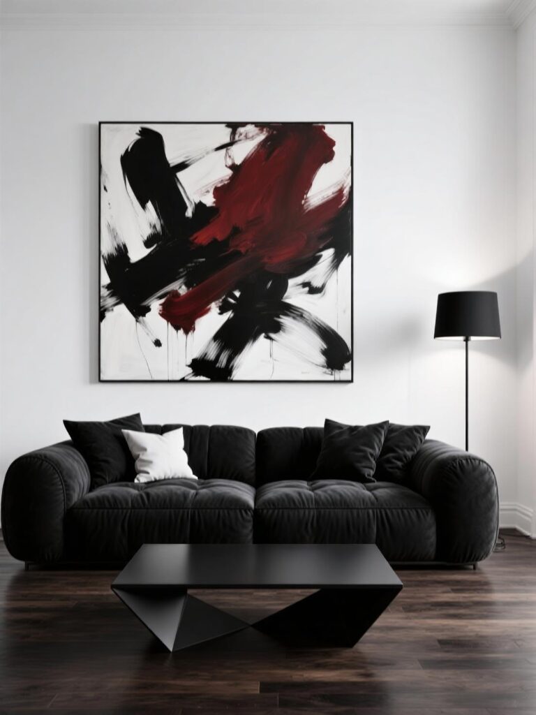 20+ Dramatic Black Sofa Living Room Designs