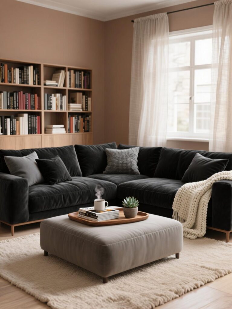 20+ Dramatic Black Sofa Living Room Designs