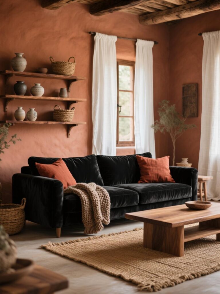 20+ Dramatic Black Sofa Living Room Designs