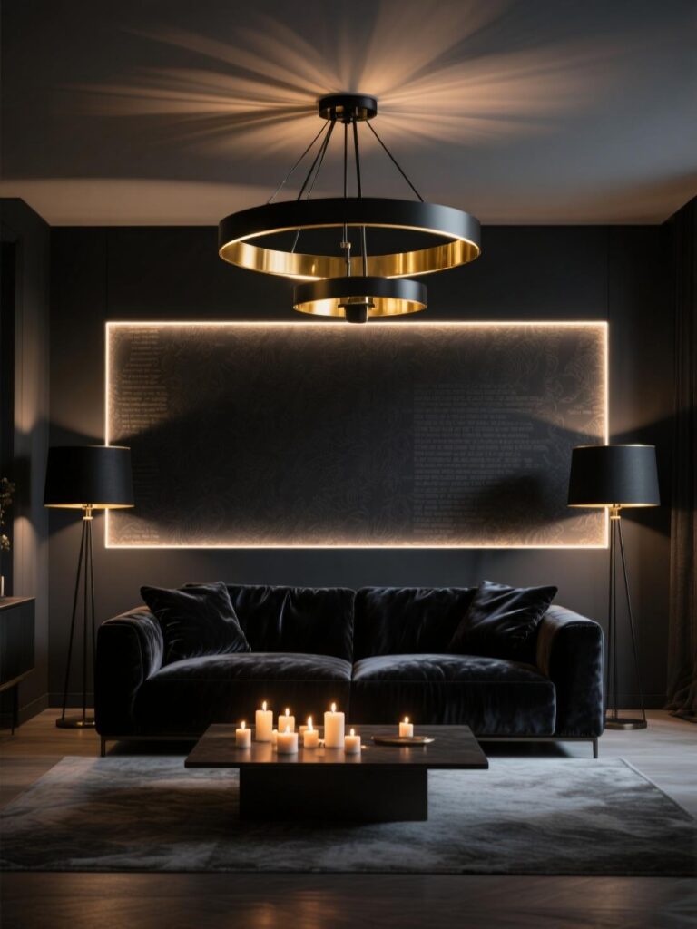 20+ Dramatic Black Sofa Living Room Designs