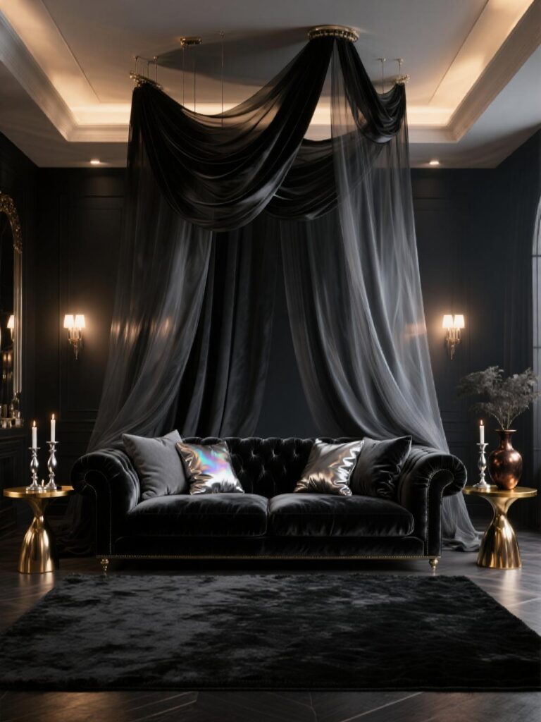20+ Dramatic Black Sofa Living Room Designs