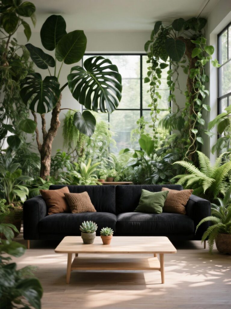 20+ Dramatic Black Sofa Living Room Designs