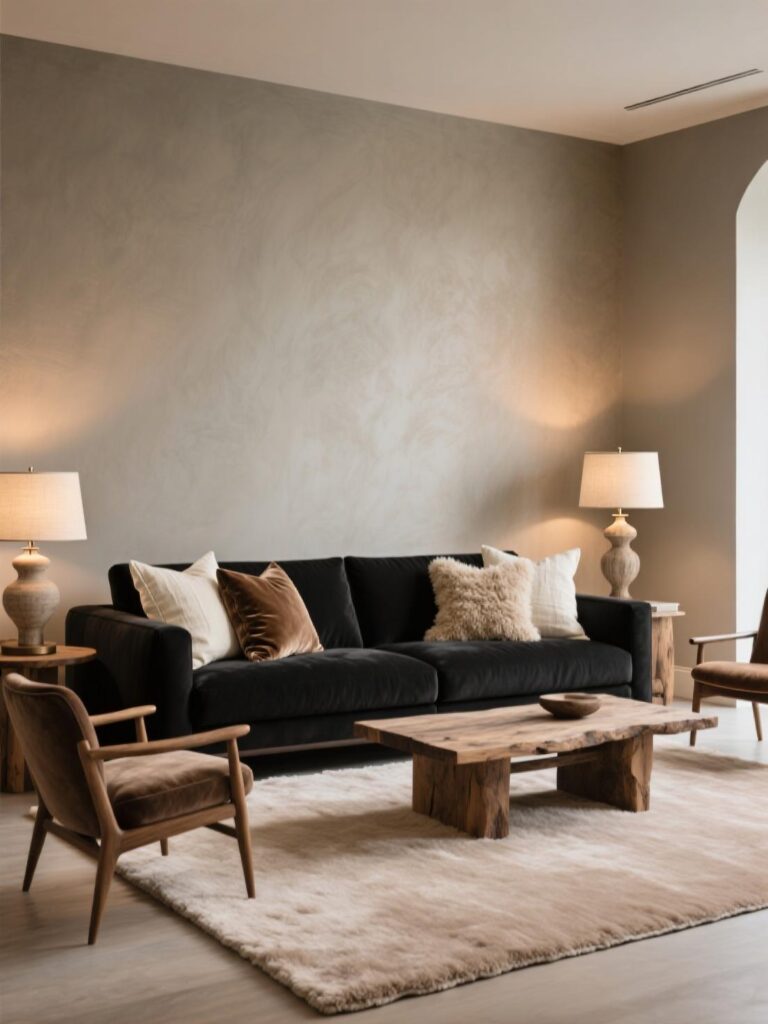 20+ Dramatic Black Sofa Living Room Designs